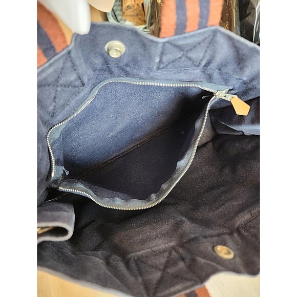 Hermes Small Fourre Tout Canvas Handbag - Blue/Rust - Picture 9 of 14